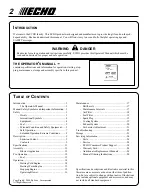 Предварительный просмотр 2 страницы Echo PB-231LN Operator'S Manual