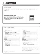 Предварительный просмотр 2 страницы Echo PB-251 Operator'S Manual