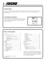 Предварительный просмотр 2 страницы Echo PB-260 Operator'S Manual