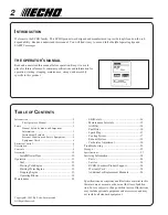 Preview for 2 page of Echo PB-261 i Operator'S Manual