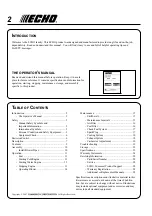 Предварительный просмотр 2 страницы Echo PB-410 Operator'S Manual