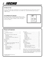 Preview for 2 page of Echo PB-413H - 01-09 Operator'S Manual