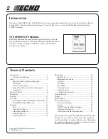 Preview for 2 page of Echo PB-413H - 02-09 Operator'S Manual