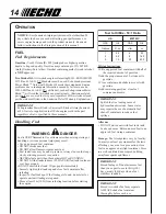 Preview for 14 page of Echo PB-413H - 06-06 Operator'S Manual