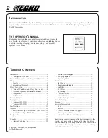 Preview for 2 page of Echo PB-413H Operator'S Manual