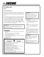 Preview for 14 page of Echo PB-413H Operator'S Manual