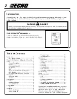 Preview for 2 page of Echo PB-46HT Operator'S Manual