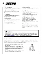 Preview for 4 page of Echo PB-500H Operator'S Manual