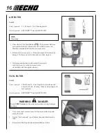 Предварительный просмотр 16 страницы Echo PB-603 Operator'S Manual