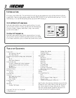 Предварительный просмотр 2 страницы Echo PE-200 Operator'S Manual