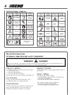 Предварительный просмотр 4 страницы Echo PE-200 Operator'S Manual