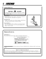 Предварительный просмотр 6 страницы Echo PE-200 Operator'S Manual