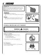 Предварительный просмотр 6 страницы Echo PE-230 Operator'S Manual