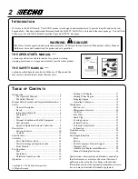 Предварительный просмотр 2 страницы Echo PE-2601 Operator'S Manual