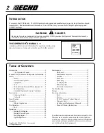 Preview for 2 page of Echo Power Blower PB-230LN Operator'S Manual