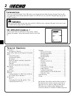 Preview for 2 page of Echo Power Pruner PPT-2400 Operator'S Manual