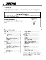 Preview for 2 page of Echo PPFD-2400 TYPE 1/1E Operator'S Manual