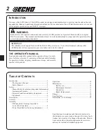 Предварительный просмотр 2 страницы Echo ProSweep Attachment 99944200853 Operator'S Manual