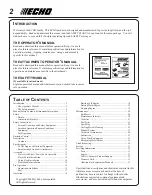 Предварительный просмотр 2 страницы Echo RM-210SB Operator'S Manual