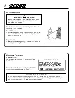 Предварительный просмотр 6 страницы Echo SHC-2100 Operator'S Manual