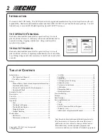 Предварительный просмотр 2 страницы Echo SHC-251 Operator'S Manual