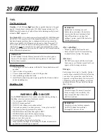 Preview for 20 page of Echo SMR-2110 - 01-99 Operator'S Manual