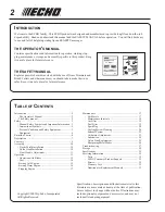 Предварительный просмотр 2 страницы Echo SRM-210 - 10-05 Operator'S Manual