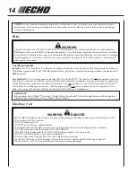 Preview for 14 page of Echo SRM-210 - 12-06 Operator'S Manual