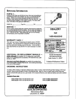 Предварительный просмотр 39 страницы Echo SRM-2100SB Type 1 Operator'S Manual