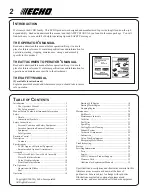 Предварительный просмотр 2 страницы Echo SRM-210SB Operator'S Manual