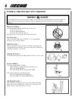 Предварительный просмотр 6 страницы Echo SRM-2110 - PARTS CATALOG SERIAL NUMBER... Operator'S Manual