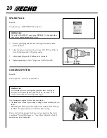 Предварительный просмотр 20 страницы Echo SRM-225 - 09-10 Operator'S Manual