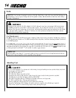 Preview for 14 page of Echo SRM-225 - 12-08 Operator'S Manual