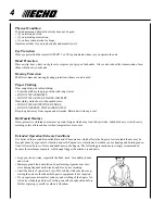 Предварительный просмотр 4 страницы Echo SRM-225 - 12-09 Operator'S Manual