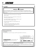 Предварительный просмотр 6 страницы Echo SRM-230 - 10-05 Operator'S Manual