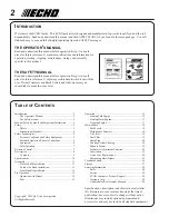 Preview for 2 page of Echo SRM-230 - 11-03 SERIAL NUMBER... Operator'S Manual