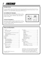 Предварительный просмотр 2 страницы Echo SRM - 230 Operator'S Manual