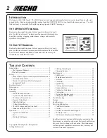 Preview for 2 page of Echo SRM-231U Operator'S Manual