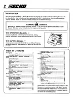 Предварительный просмотр 2 страницы Echo SRM-2400 Operator'S Manual