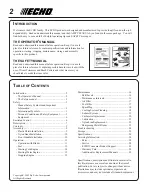 Preview for 2 page of Echo SRM-260 - 10-05 Operator'S Manual