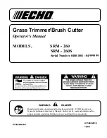 Предварительный просмотр 1 страницы Echo SRM-260 - 12-00 Operator'S Manual