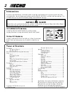 Предварительный просмотр 2 страницы Echo SRM-260 - 12-00 Operator'S Manual