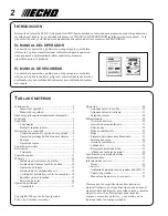 Предварительный просмотр 2 страницы Echo SRM-260U Manual Del Usuario