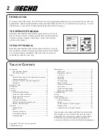 Preview for 2 page of Echo SRM-261U Operator'S Manual