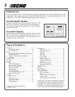 Предварительный просмотр 2 страницы Echo SRM - 265U Operator'S Manual