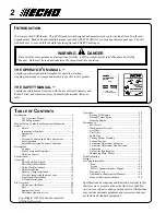 Предварительный просмотр 2 страницы Echo SRM-3100 Series Operator'S Manual