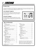 Предварительный просмотр 2 страницы Echo SRM-310S Operator'S Manual