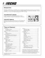 Preview for 2 page of Echo SRM - 311 Operator'S Manual