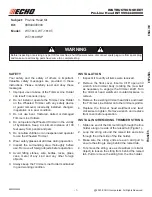 Предварительный просмотр 1 страницы Echo WT-1610 Instruction Sheet