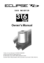 Preview for 1 page of Eclipse 316SW Owner'S Manual